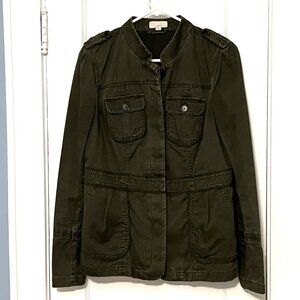 Loft women's military jacket olive green 100% cotton size small